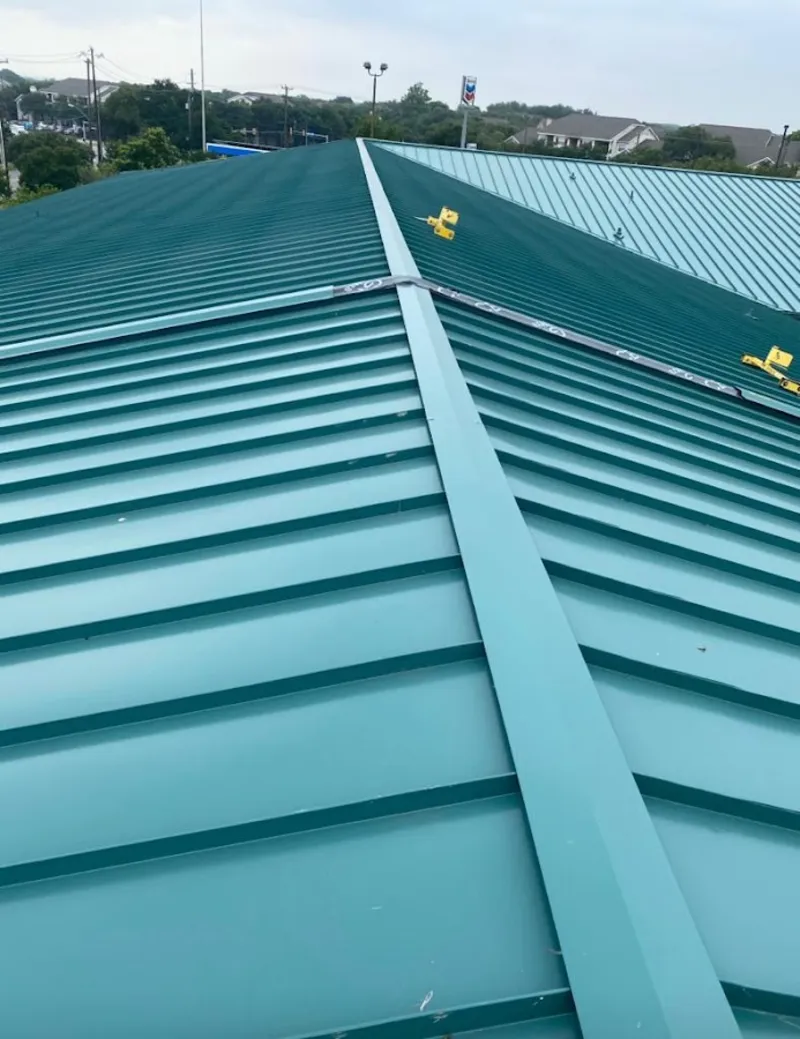 Green commercial metal roof ridge and valley for Metal Roof Repair in St. George